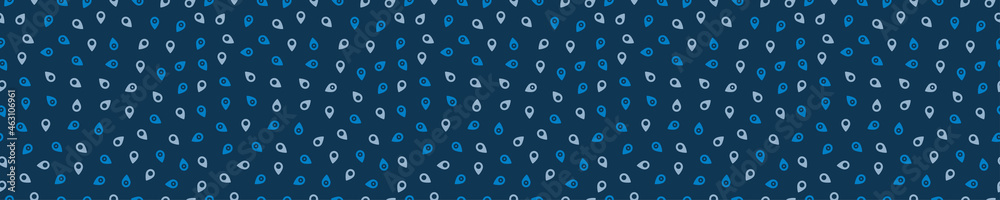 Seamless pattern with map pin icons and blue background