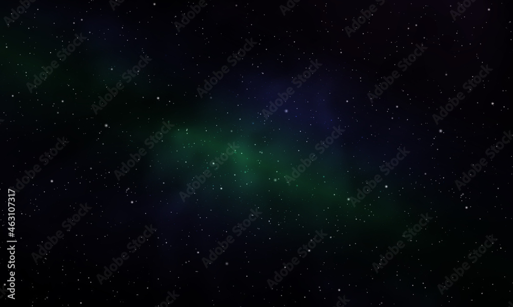 Realistic Infinite universe starry night nebula shining stardust Magic color galaxy background vector illustration.