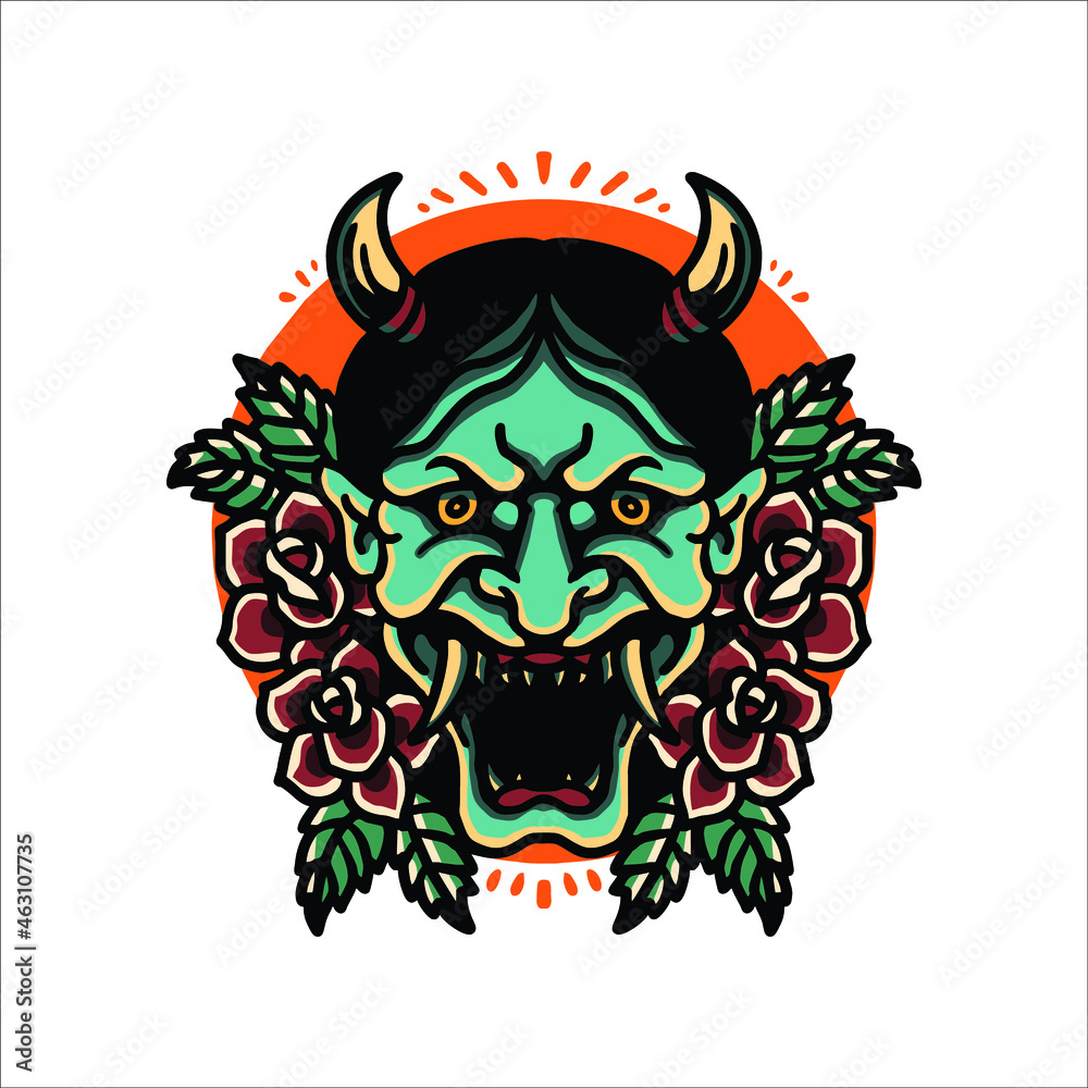 oni tattoo vector design