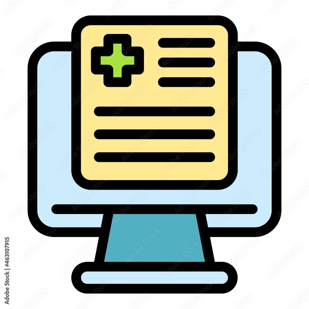 Online patient file icon. Outline online patient file vector icon color flat isolated Online patient file icon. Outline online patient file vector icon color flat isolated