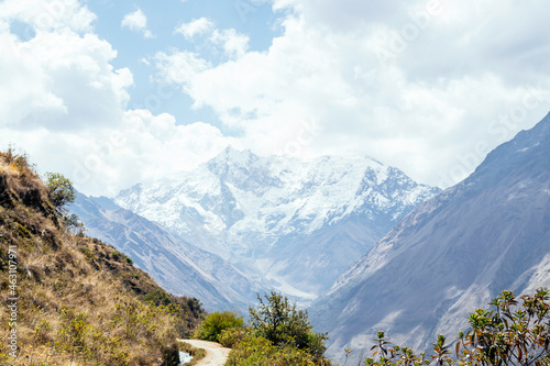 Trail that leads to Machu Picchu on the Salkantay Trek  Peru