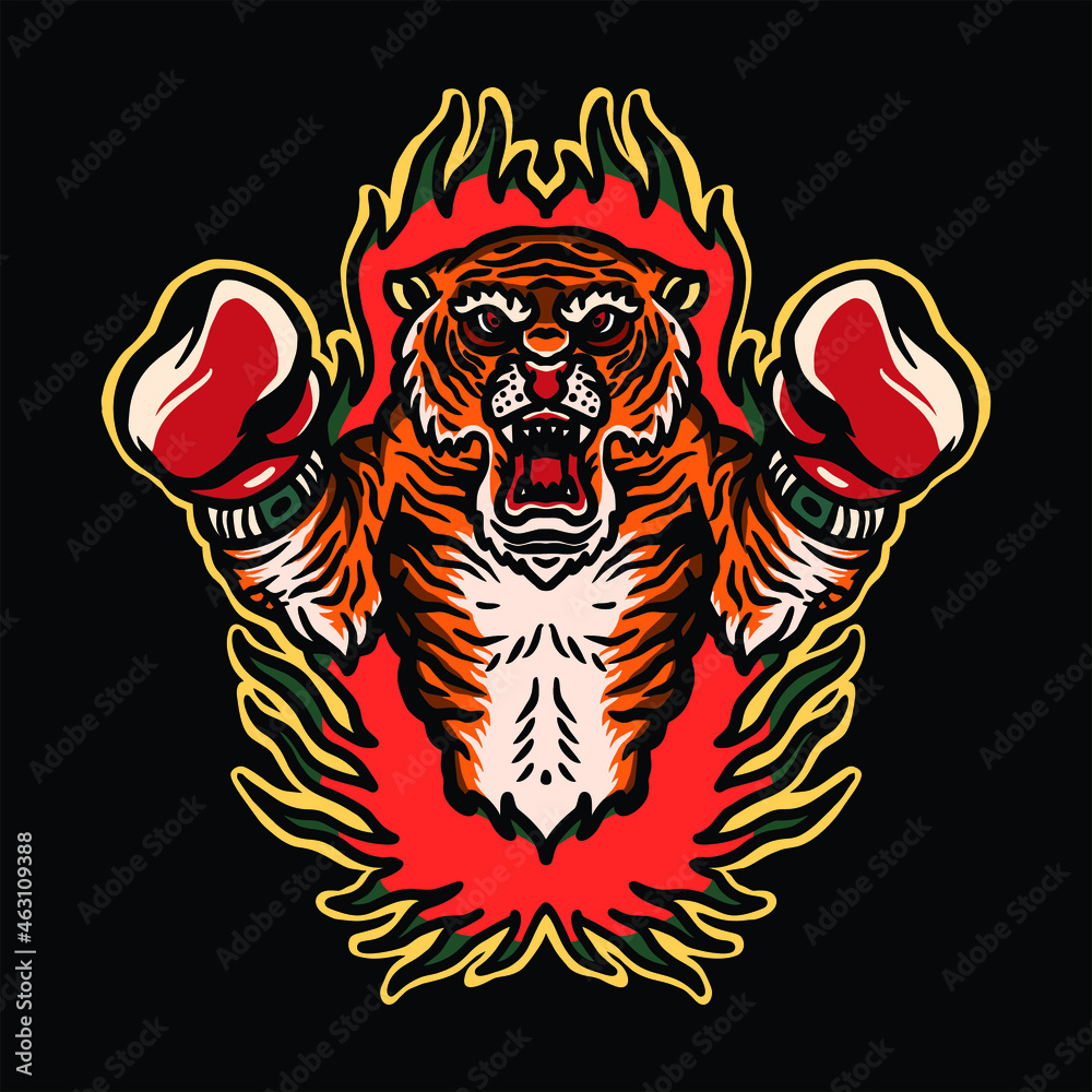 boxing tattoo illustration vector design
