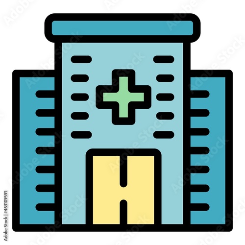 Medical building icon. Outline medical building vector icon color flat isolated