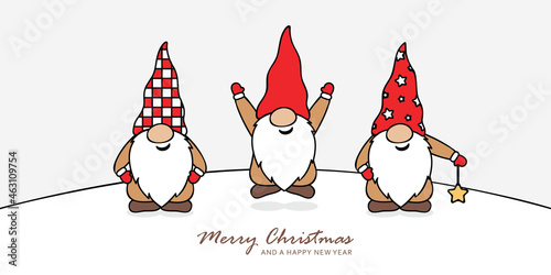 christmas greeting card with cute christmas dwarf