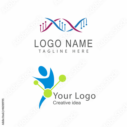 DNA gene Logo Template vector symbol illustration