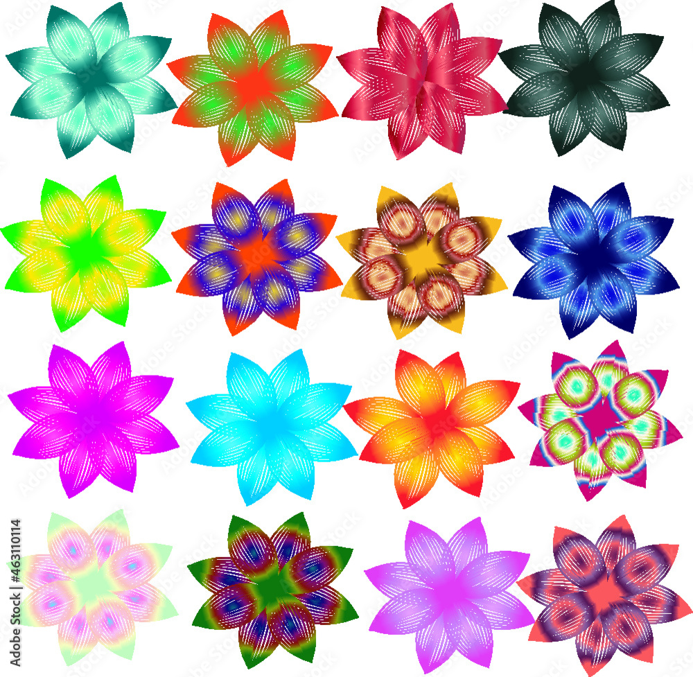 multicolurd flowers isolated vector file for print pattern eps abstract beautifull gradient