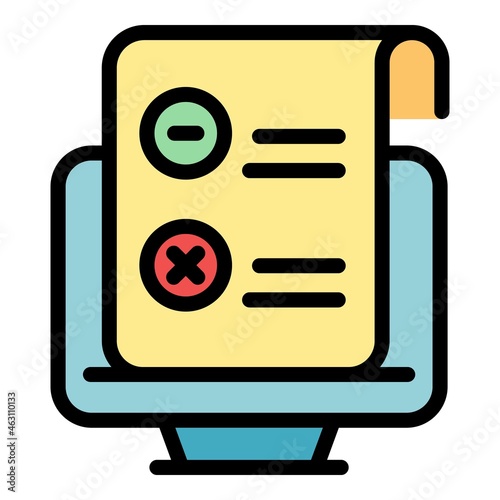 Online medical file icon. Outline online medical file vector icon color flat isolated