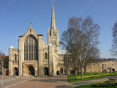 The magnificent Norwich Cathedral boasts the second highest spire in England, Norwich, Norfolk, England, UK