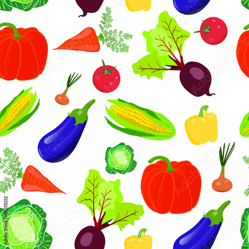 set of vegetables seamless pattern
