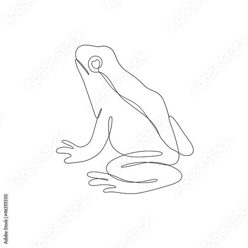 One line hand drawn frog. Minimalist vector illustration isolated on white background. 