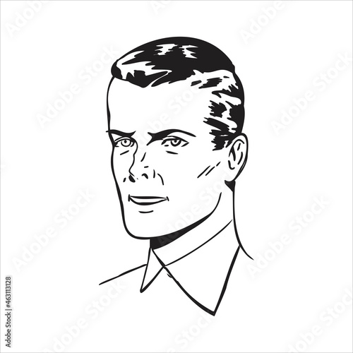 Portrait man winking at camera. Easy editable layered vector illustration.