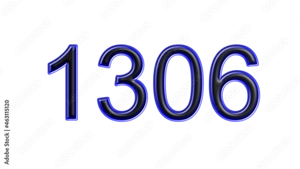 blue 1306 number 3d effect white background blue 1306 number 3d effect white background