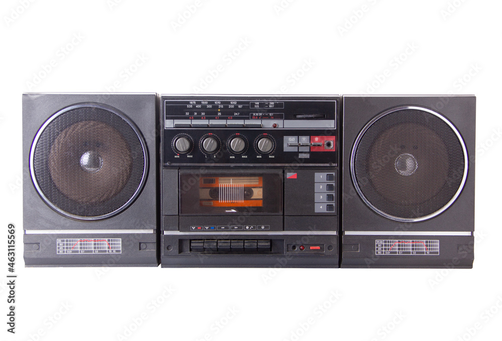 cassette tape recorder on a white background