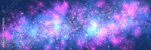 Space background with realistic nebula and lots of shining stars. Infinite universe and starry night. Colorful cosmos with stardust and the Milky Way. Magical color galaxy.