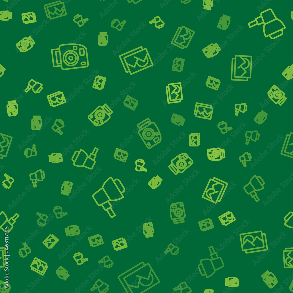 Set line Photo camera, Softbox light and frame on seamless pattern. Vector Set line Photo camera, Softbox light and frame on seamless pattern. Vector