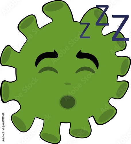 Vector illustration of cartoon sleeping bacteria, virus or microbe emoticon