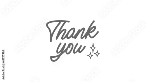 Thank you handwritten inscription with sparkles. Hand drawn lettering. Thanks calligraphic message design. Vector illustration.