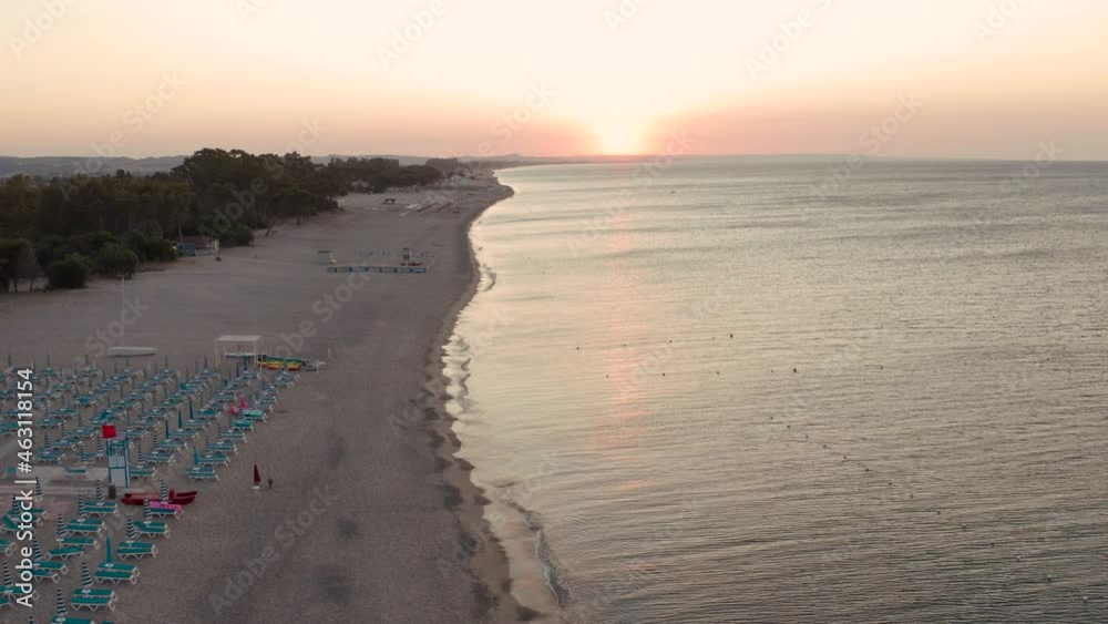 Aerial view of awesome sea and beach at sunrise Aerial view of awesome sea and beach at sunrise