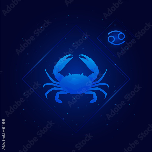 cancer zodiac sign icons, cancer of Zodiac with galaxy stars background,Astrology horoscope with signs