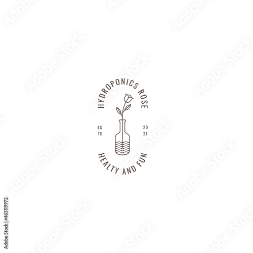 ROSE WITH BOTTLE LINE ART logo vector icon symbol illustration design