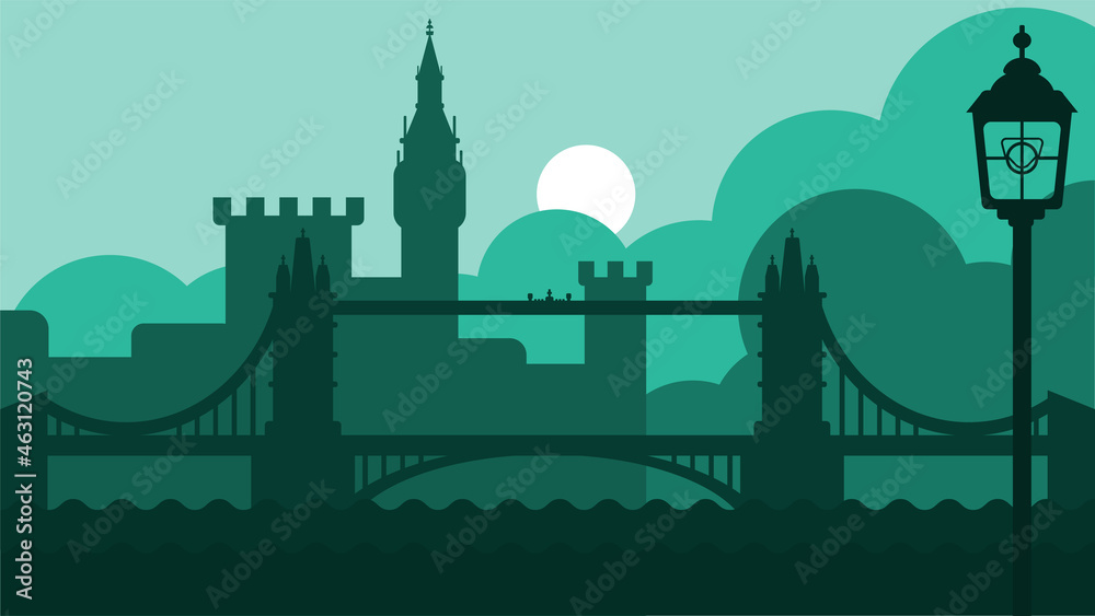 London uk landscape with castle and river vector