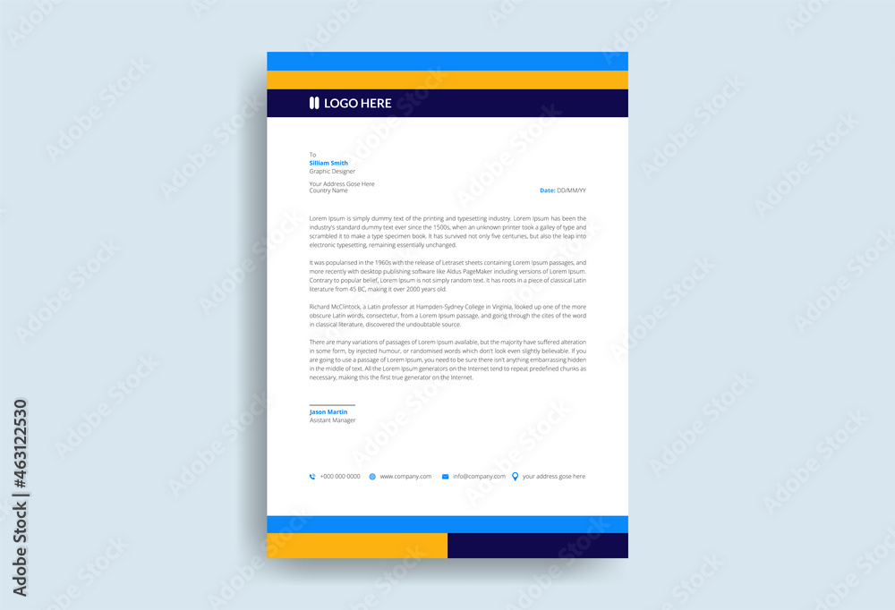 Abstract Letterhead Design Template, Business letterhead, Modern company letterhead template design