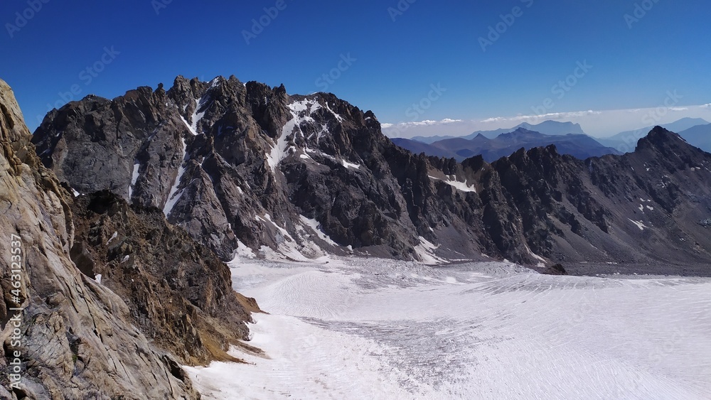 Russia, Caucasus Mountains, view of the Chegem glacier