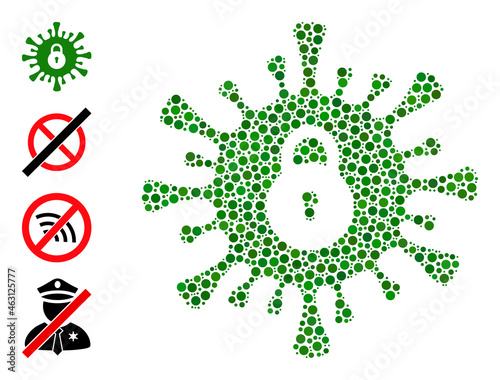 Circle combination infection lockdown. Vector collage is based on infection lockdown icon, and designed with randomized circle parts.