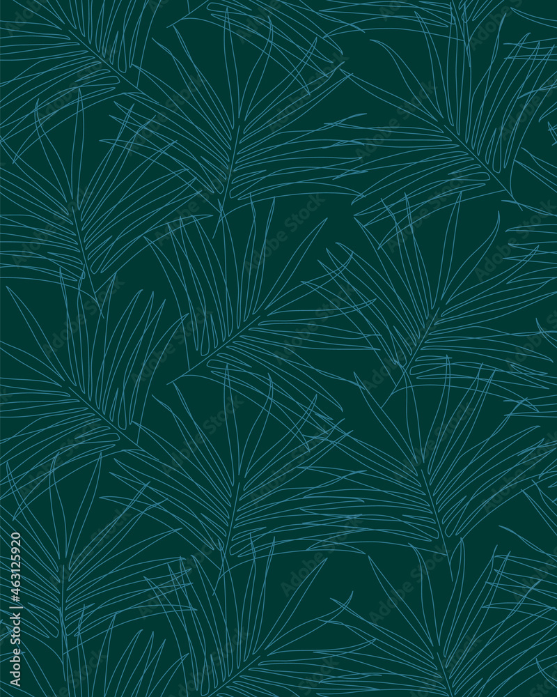 custom made wallpaper toronto digitalPalm leaves seamless pattern. Continuous line drawing. Palm tree leaf. Fashionable dark tropical print with foliage, trendy label, outline texture, beach wallpaper.