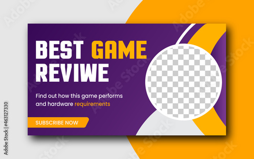 Video game review video thumbnail and web banner template. Editable video  photo design for social media vector design 