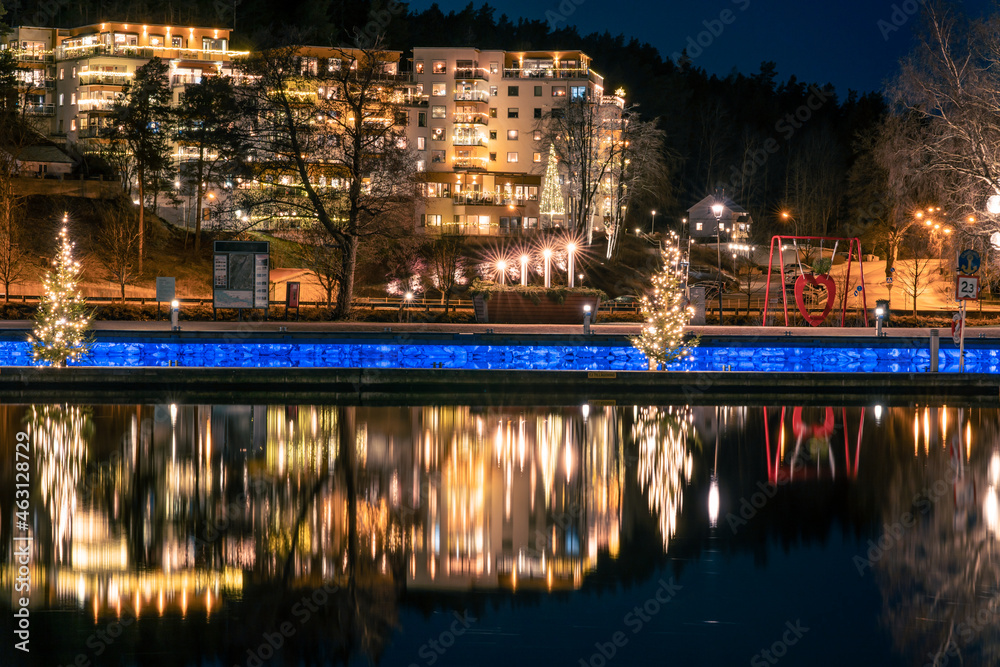 北欧の街のクリスマス時期の風景
