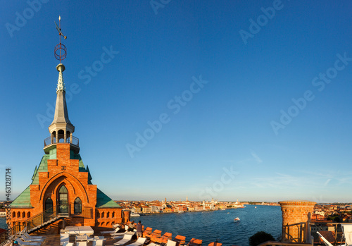Принти на полотні Roof terrace of the Hilton Molino Stucky Venice, Guidecca, Venice, Veneto, Italy
