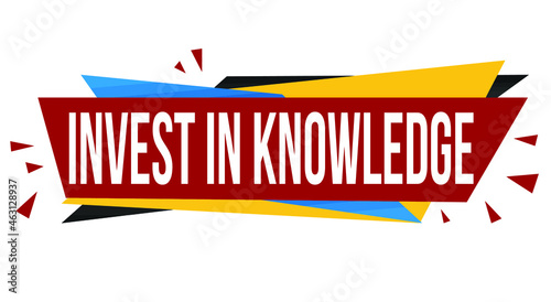 Invest in knowledge banner design on white background, vector illustration	