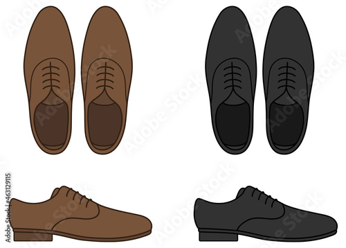 Men's Dress Shoes Clipart Set in Color Black and Brown