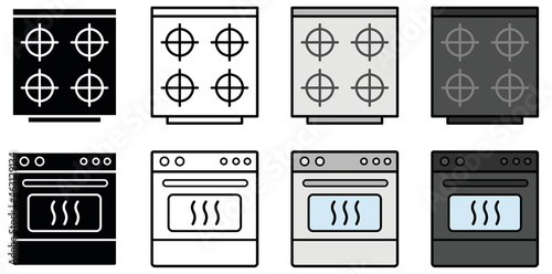 Oven and Stove Top Appliance Clipart Set
