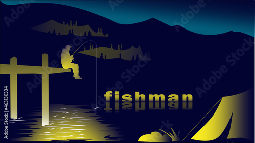fishman on mountain lake