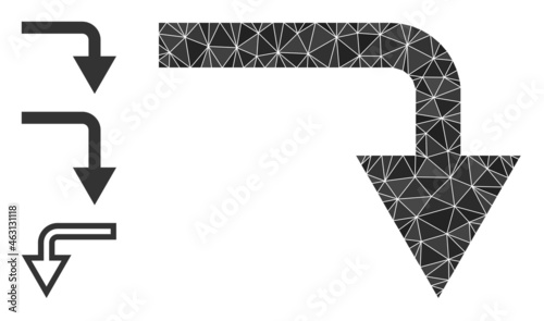 lowpoly turn down icon, and similar icons. Polygonal turn down vector constructed of chaotic triangles. Flat geometric polygonal illustration designed by turn down icon.