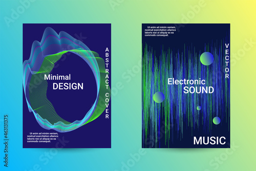 Set of modern abstract musical backgrounds. Sound flyer for creating a fashionable cover, banner, poster, booklet.