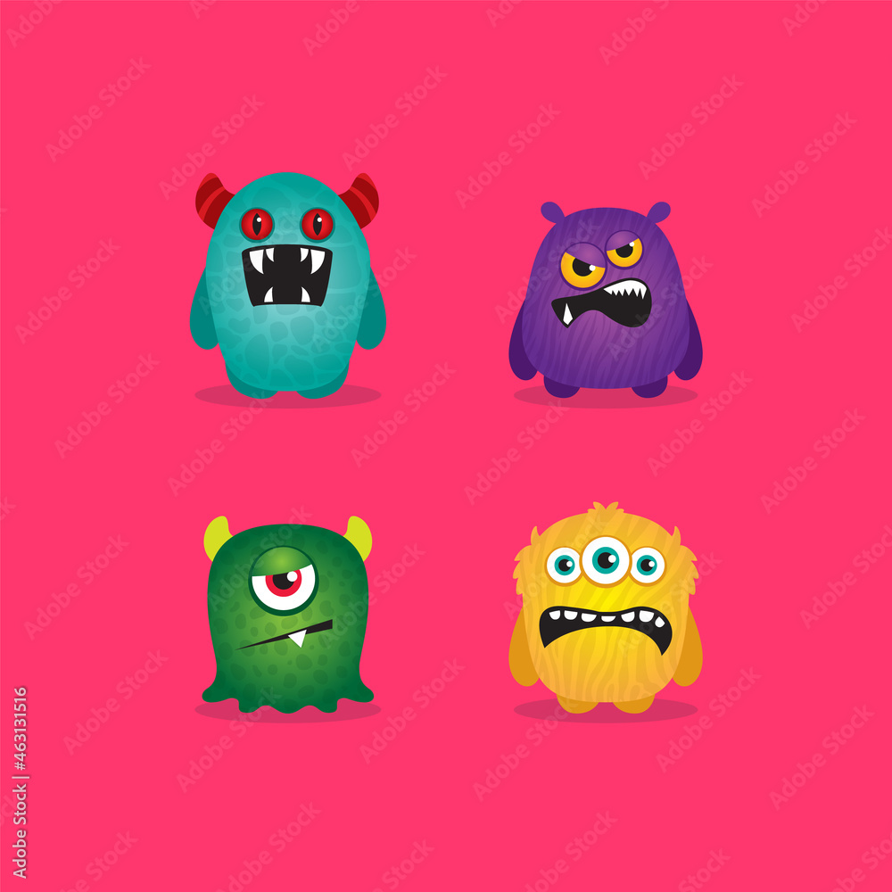 Monsters. Illustrations template in cartoon style. Monsters. Illustrations template in cartoon style.