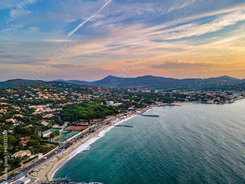 Sunrise over Sainte-Maxime seafront in French Riviera (South of France) © chromoprisme