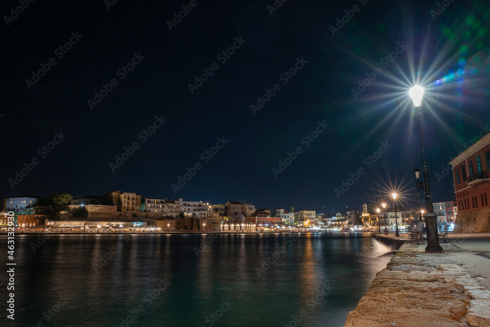 Chania Kreta venezianischer Hafen bei Nacht