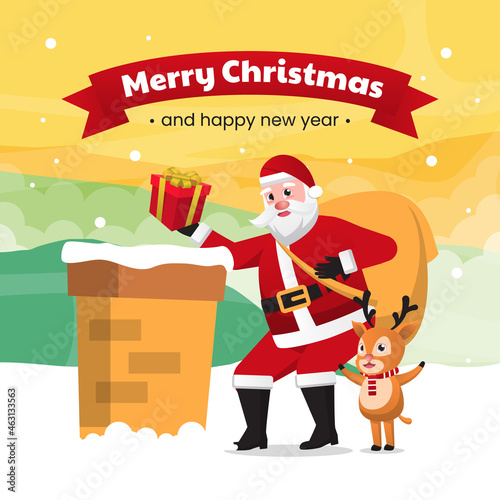 Santa gets into the chimney