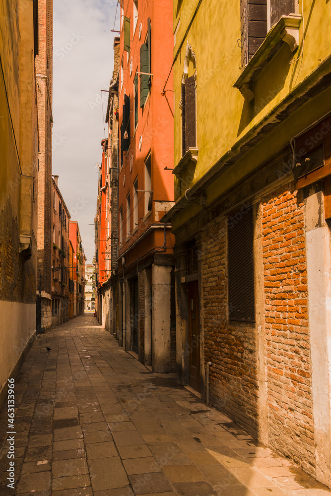 city view with narrow street in Venice
