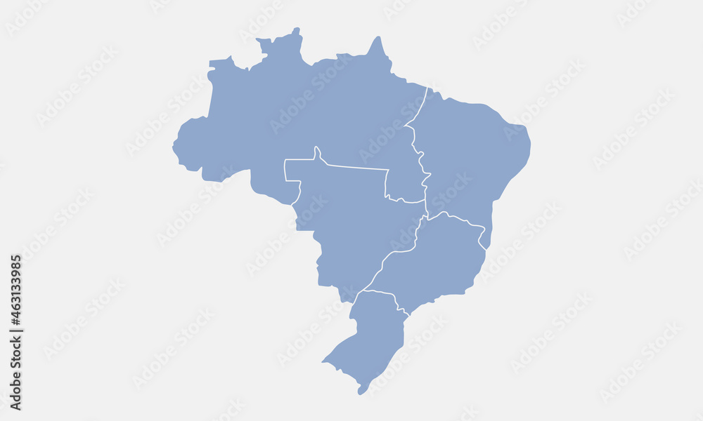 Brazil map with regions isolated on white background. Brazil map. Vector illustration