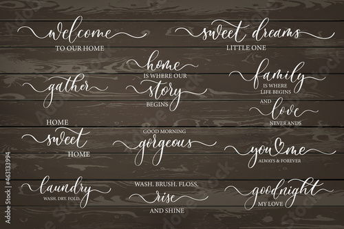 Calligraphy Family sign bundle, home, Farmhouse lettering Quotes