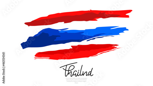 Thai flag with brush writing and Thailand handwritten calligraphy , isolated on white background, illustration Vector EPS 10