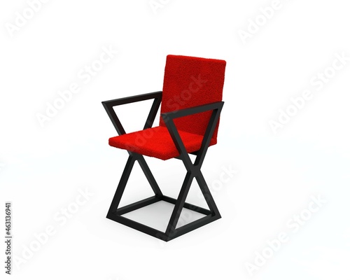 Red chair in loft style on white background. Red armchair. Element for design. Modern chair. Furniture. Interior element. 3D Illustration.