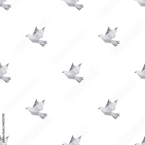 Dove triangle shape seamless pattern backgrounds. Wrapping paper template. Polygonal design illustration. © romanya