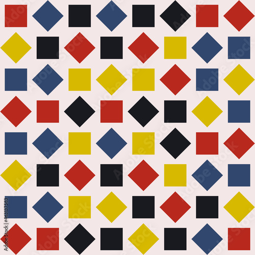 Rhombs and squares in one. Colorful squared shapes canvas. Vector.