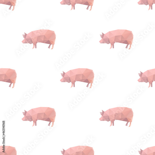 Pig triangle shape seamless pattern backgrounds. Wrapping paper template. Polygonal design illustration. © romanya